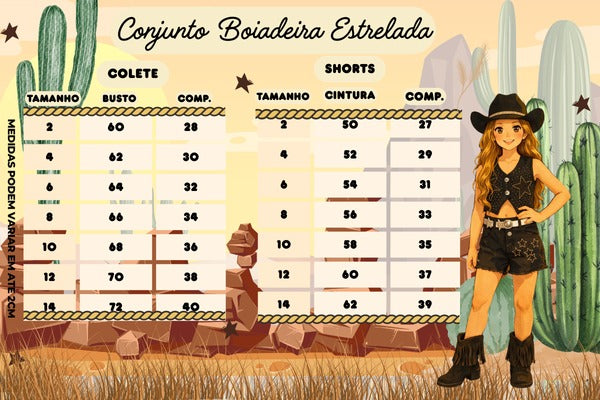 Conjunto Estrelado Preto para Blogueirinha Boiadeira