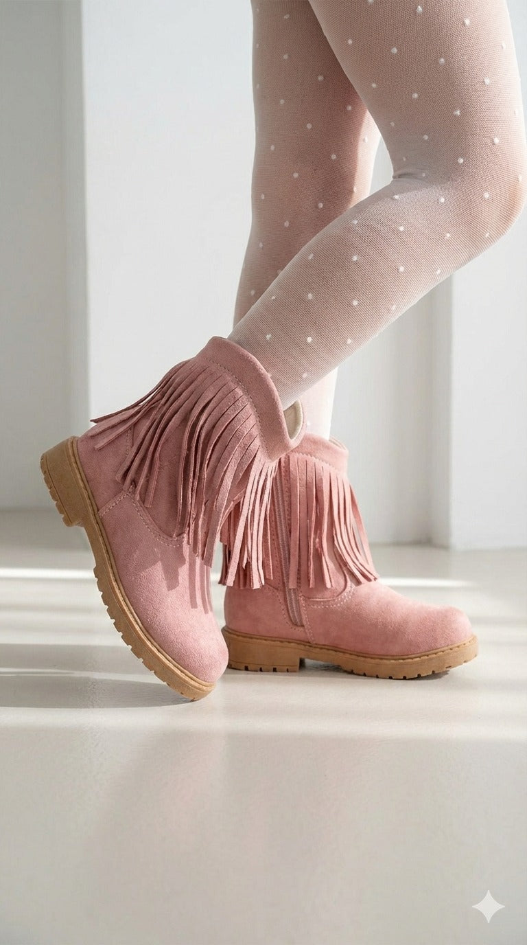 Bota Infantil Texana Boiadeira Rosa em Material Sintético