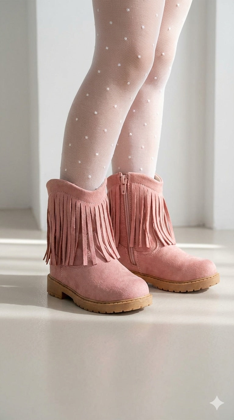Bota Infantil Texana Boiadeira Rosa em Material Sintético