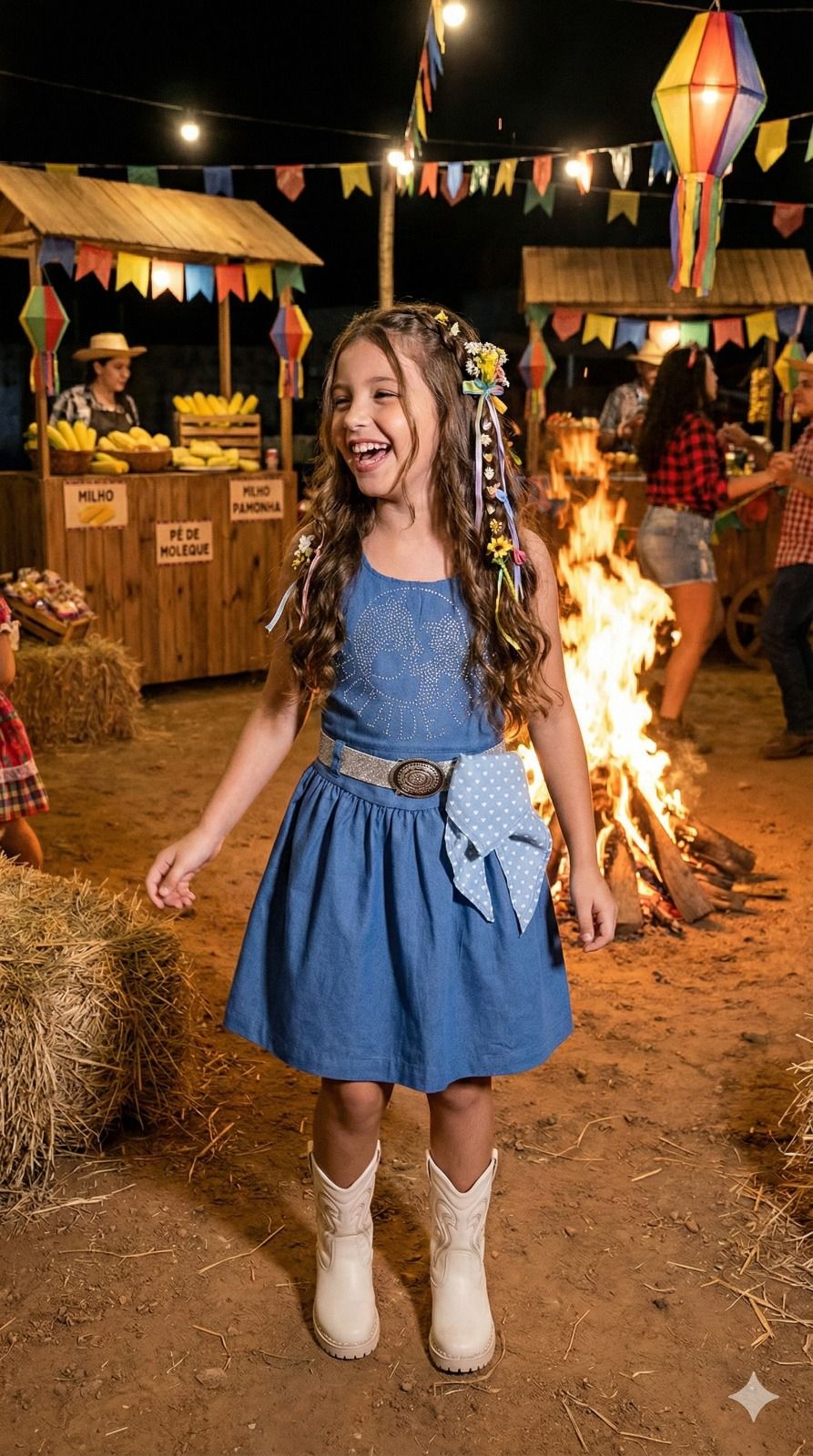 Vestido Infantil Boiadeira do Sertão em Tecido Leve e Confortável