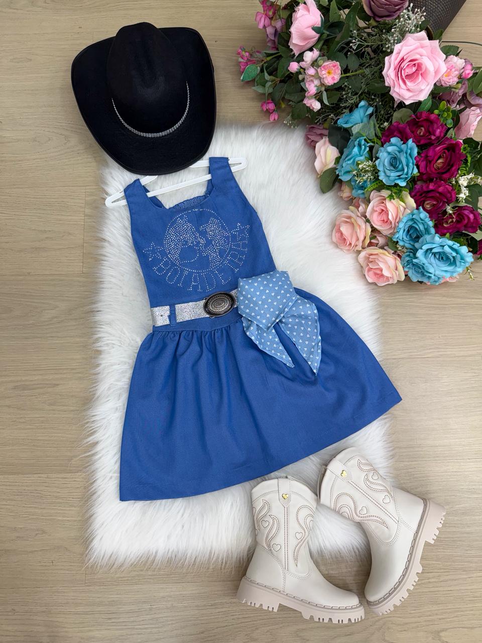 Vestido Infantil Boiadeira do Sertão em Tecido Leve e Confortável