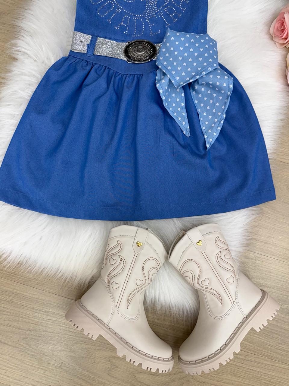 Vestido Infantil Boiadeira do Sertão em Tecido Leve e Confortável