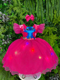 Vestido Temático com LED Floral do Stitch para Festas