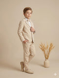 Terno Infantil Elegante Palha Com Blazer Calça E Gravata