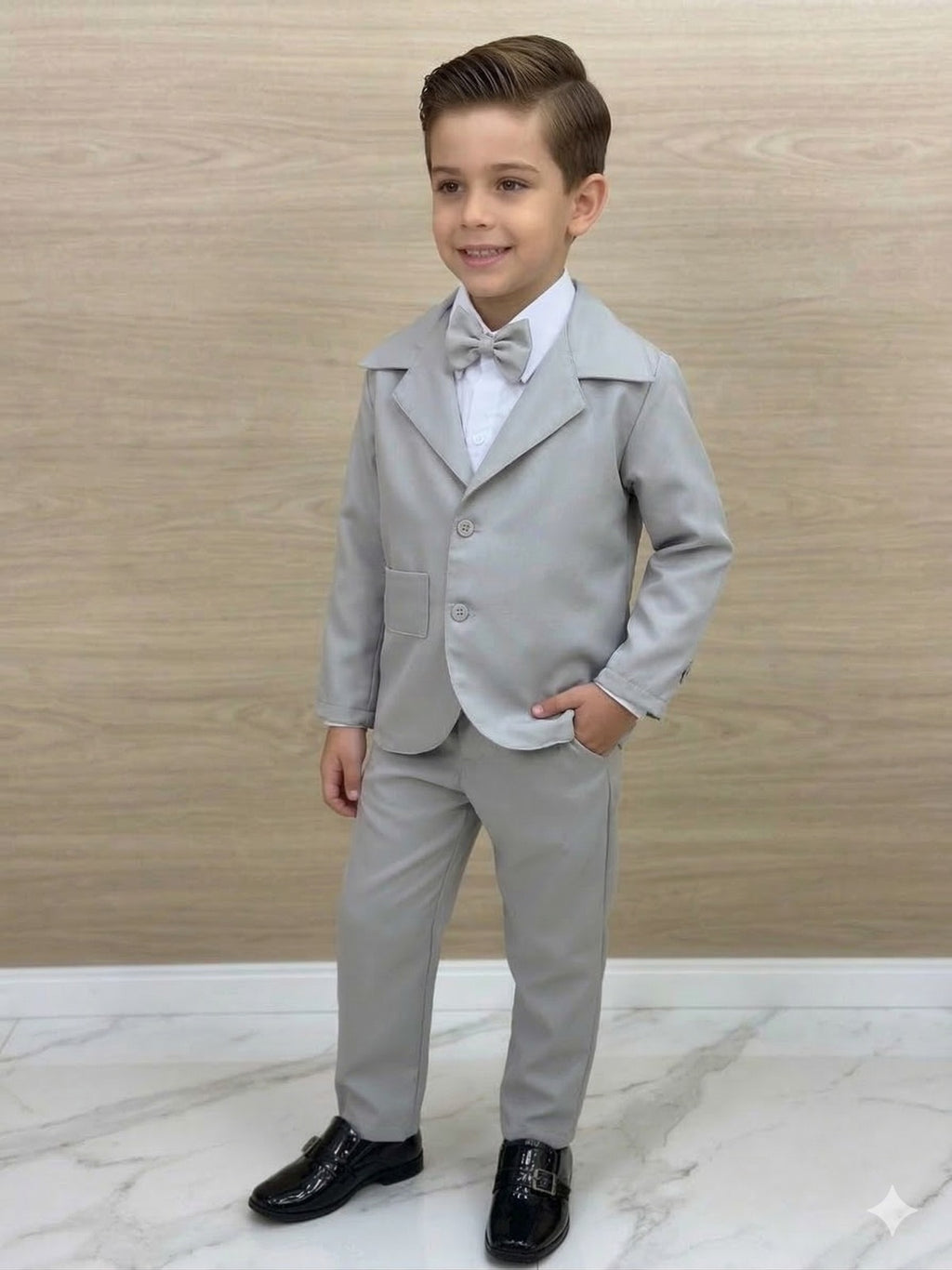 Conjunto Social Infantil Terno Cinza Claro em Microfibra