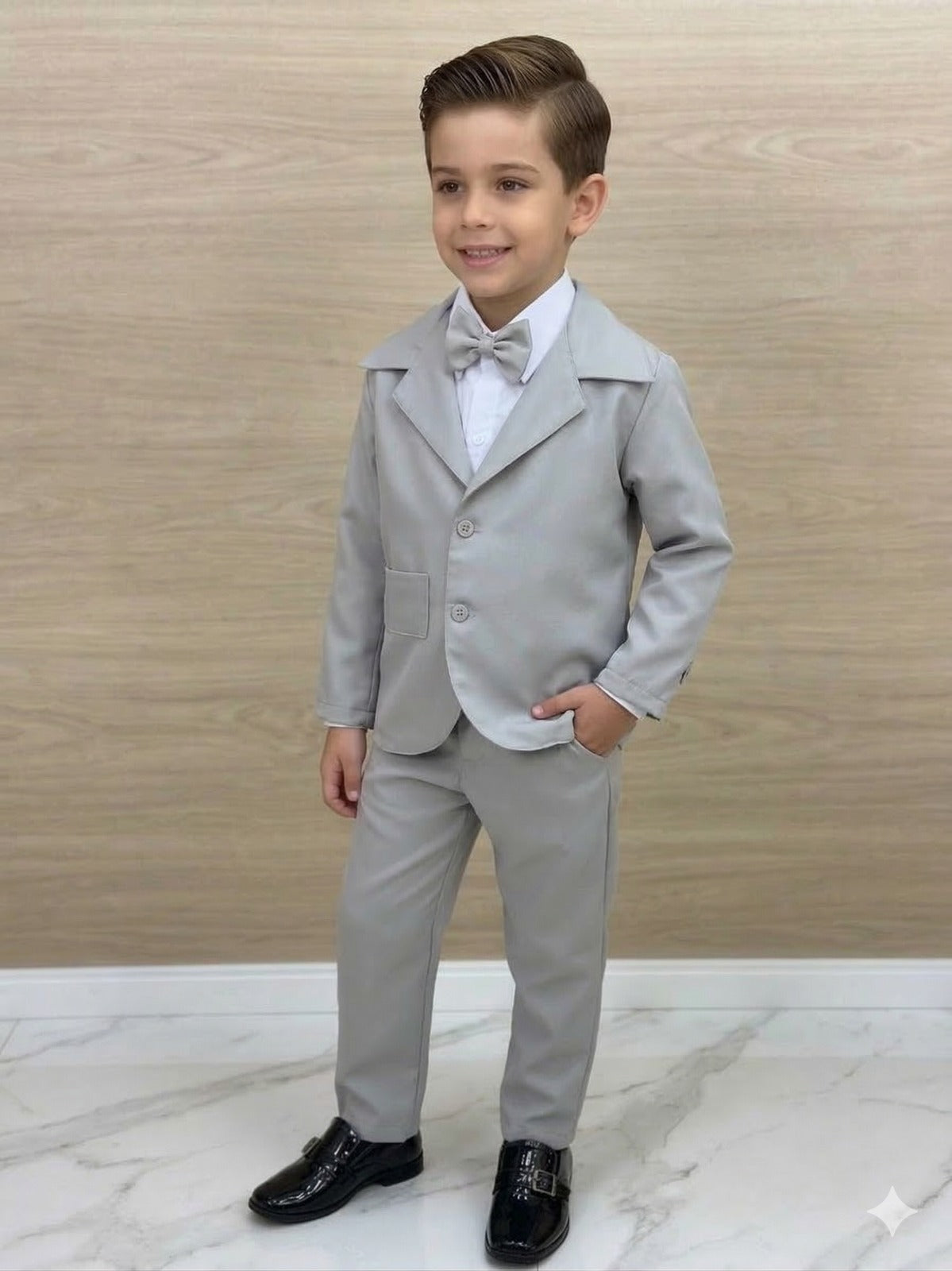 Conjunto Social Infantil Terno Cinza Claro em Microfibra
