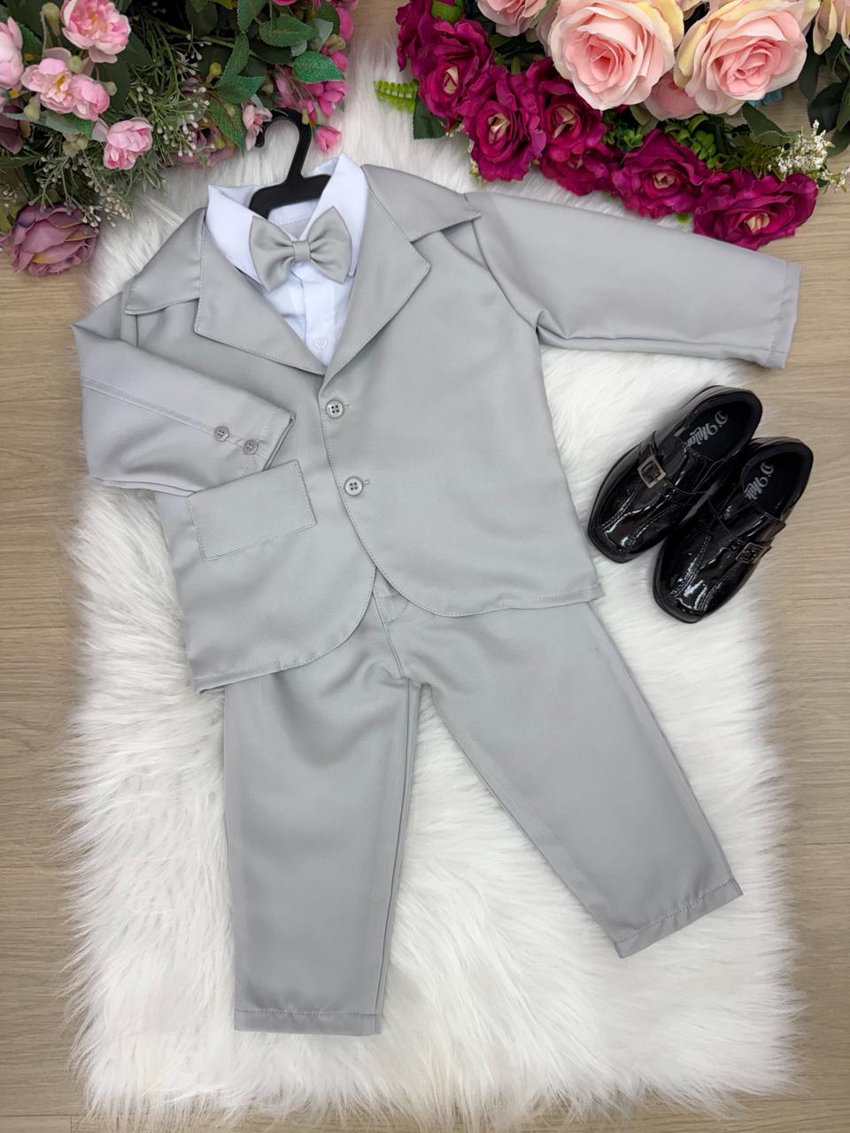Conjunto Social Infantil Terno Cinza Claro em Microfibra