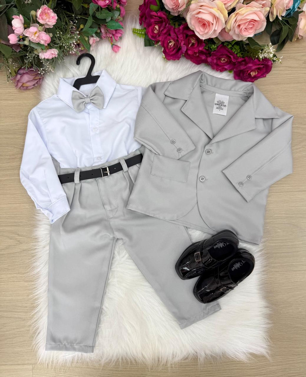Conjunto Social Infantil Terno Cinza Claro em Microfibra
