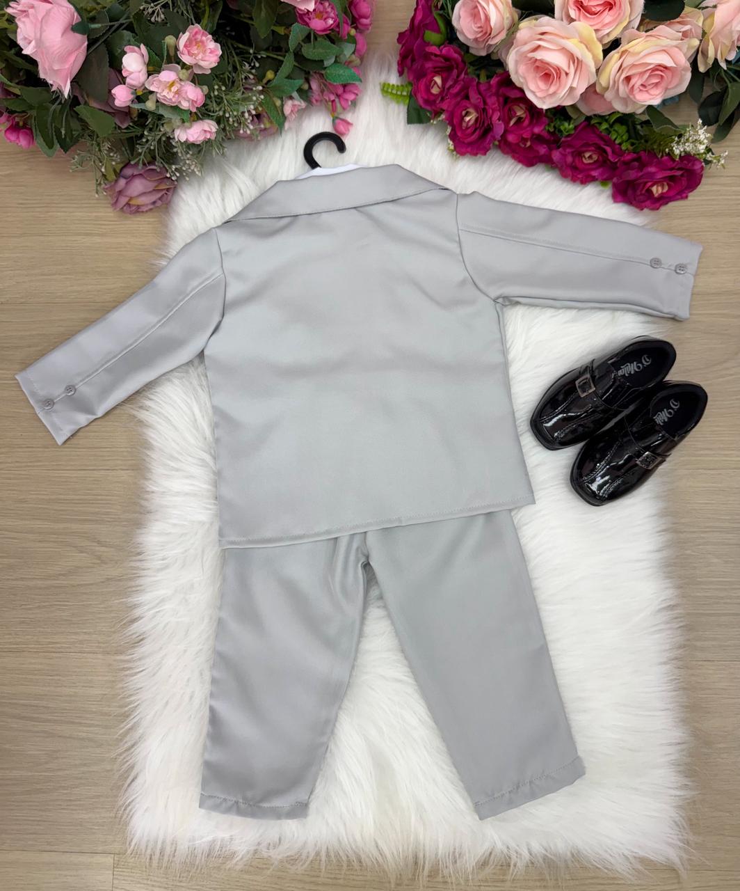 Conjunto Social Infantil Terno Cinza Claro em Microfibra