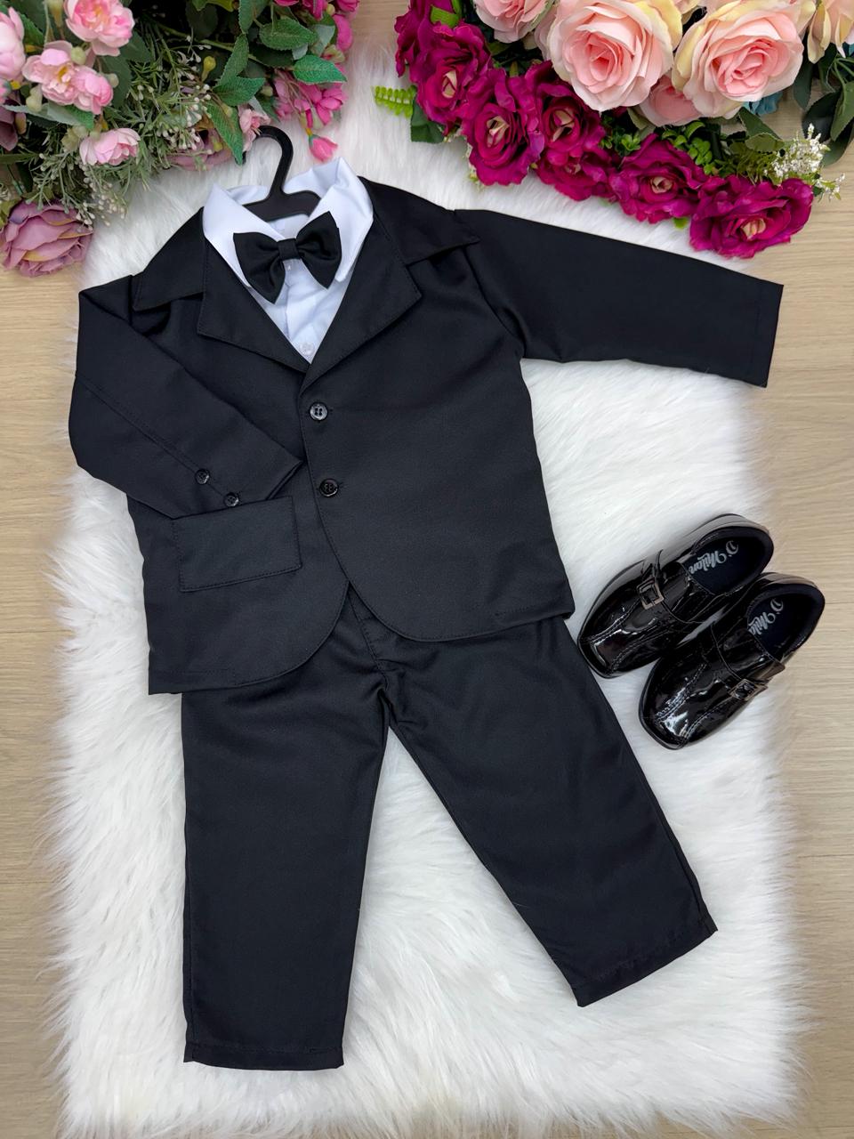 Terno Preto Infantil Conjunto Social em Microfibra
