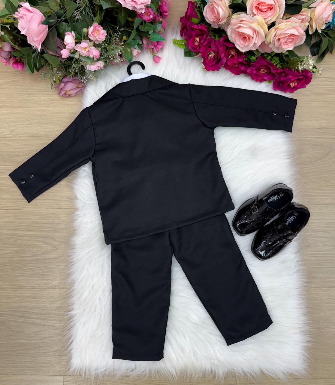 Terno Preto Infantil Conjunto Social em Microfibra