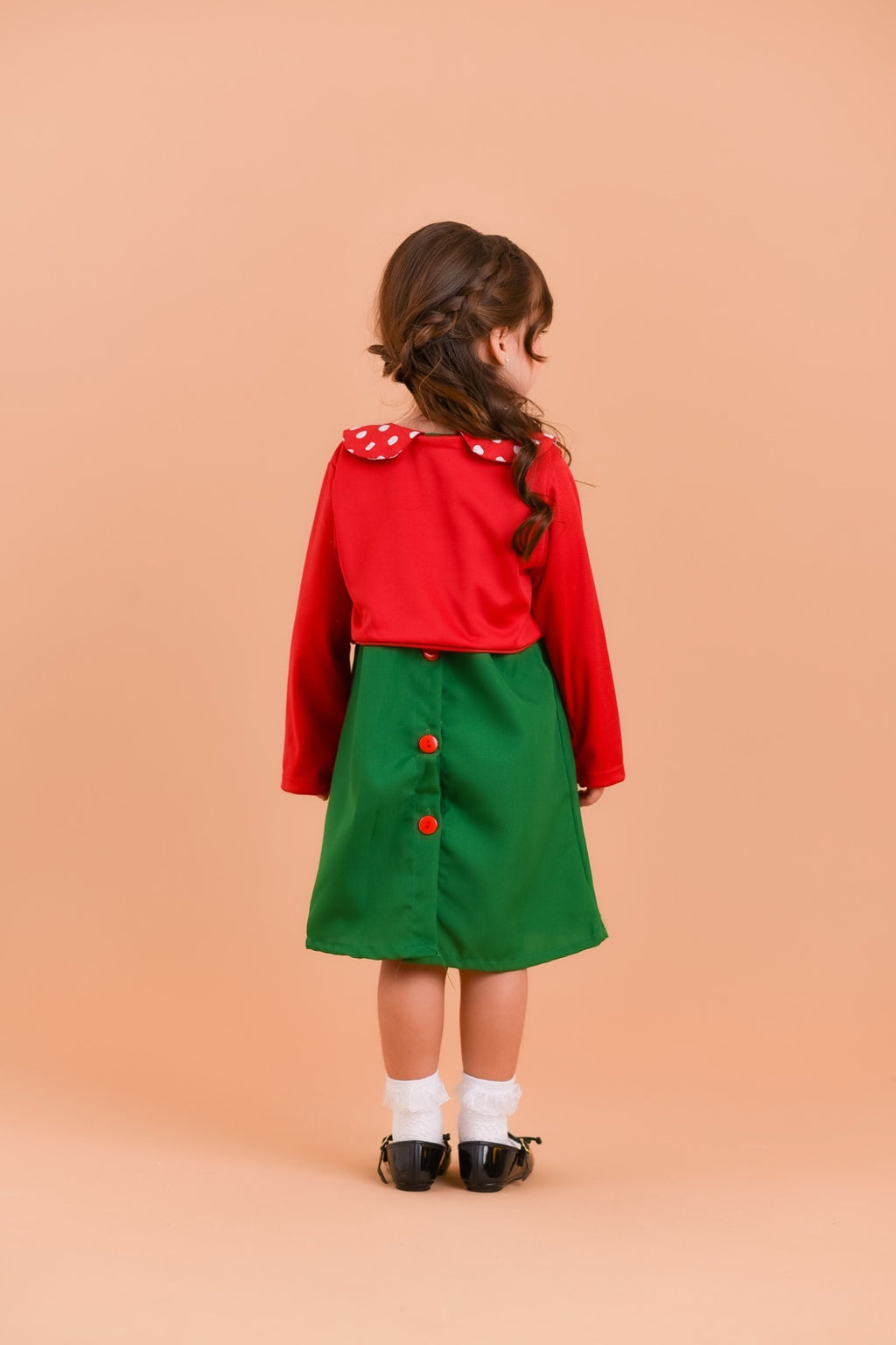 Fantasia Infantil Verde e Vermelho para Festas Luxo