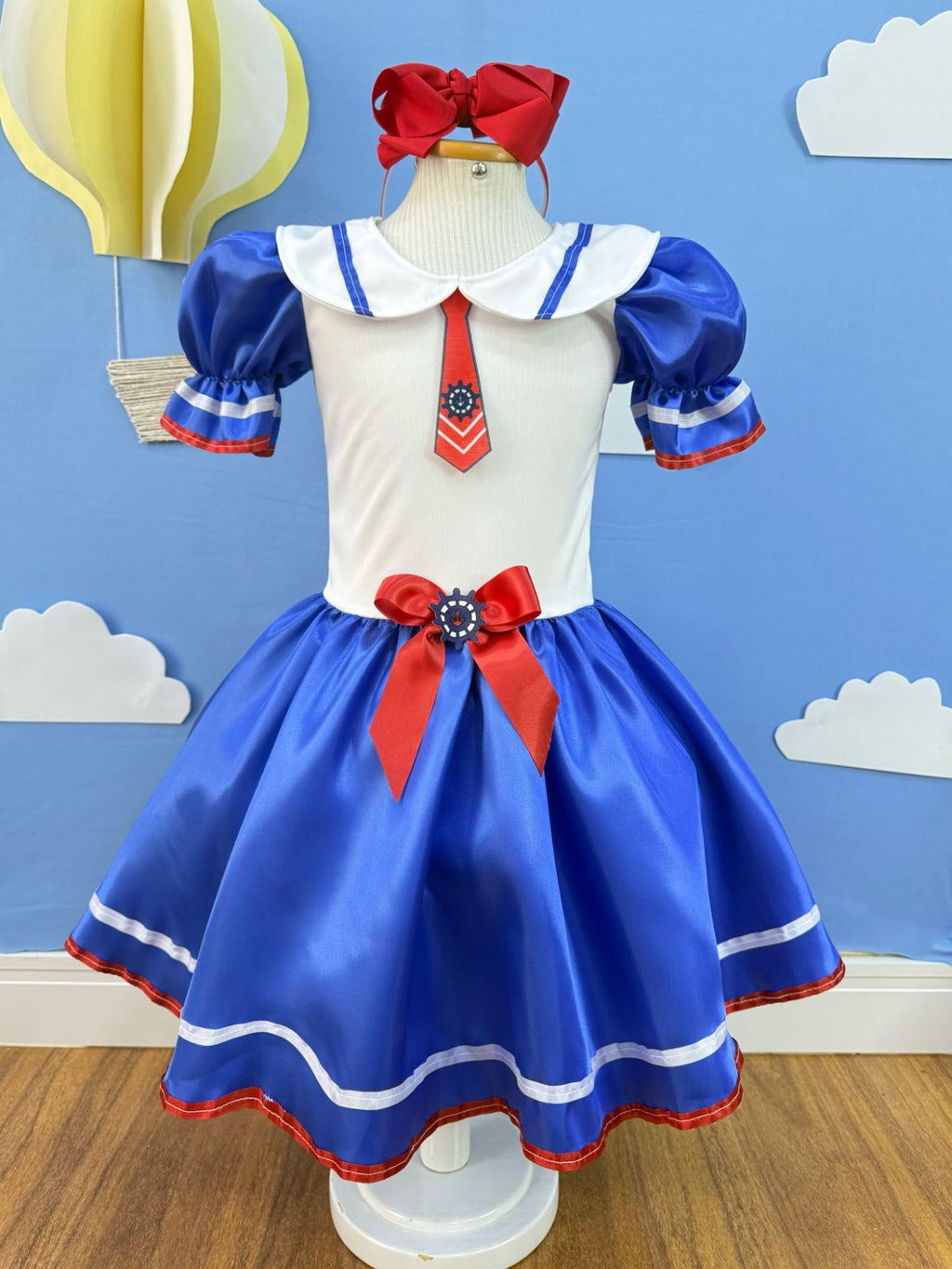 Fantasia Marinheira Infantil em Poliéster Azul e Branco