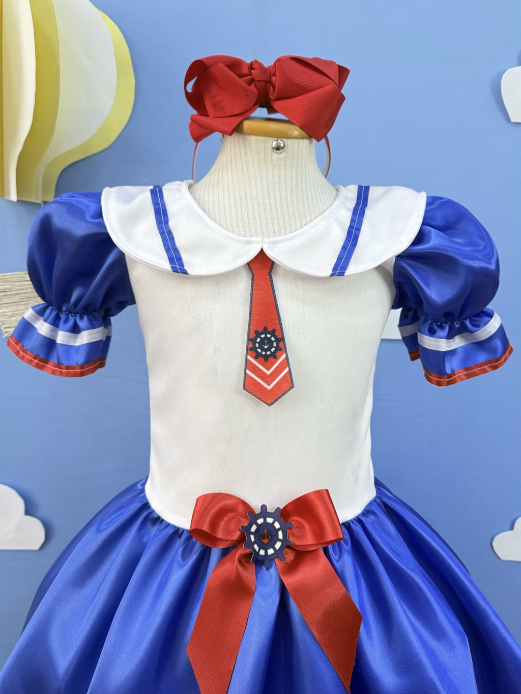 Fantasia Marinheira Infantil em Poliéster Azul e Branco