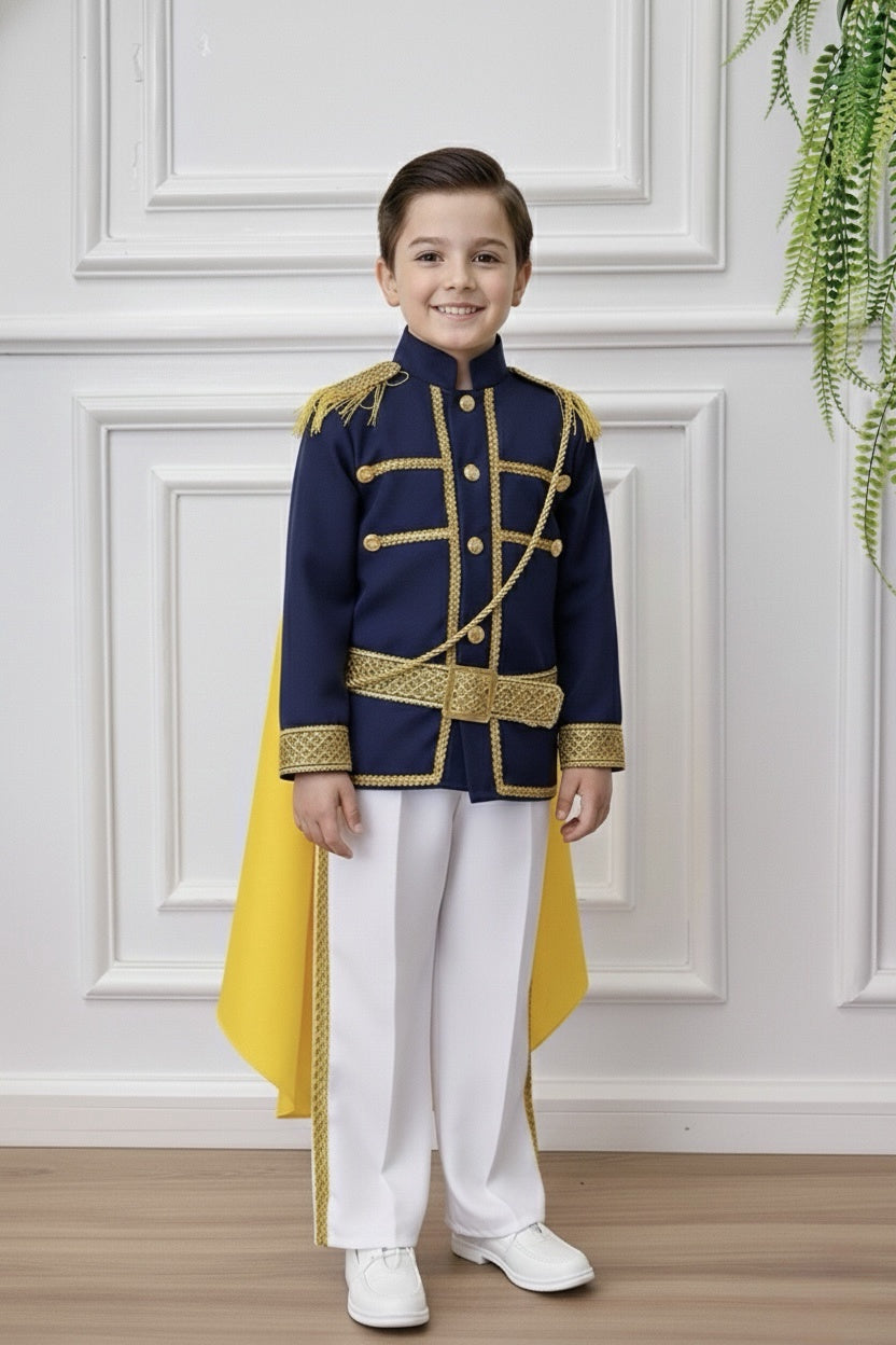 Fantasia de Príncipe Azul Marinho Luxo para Festas Infantis