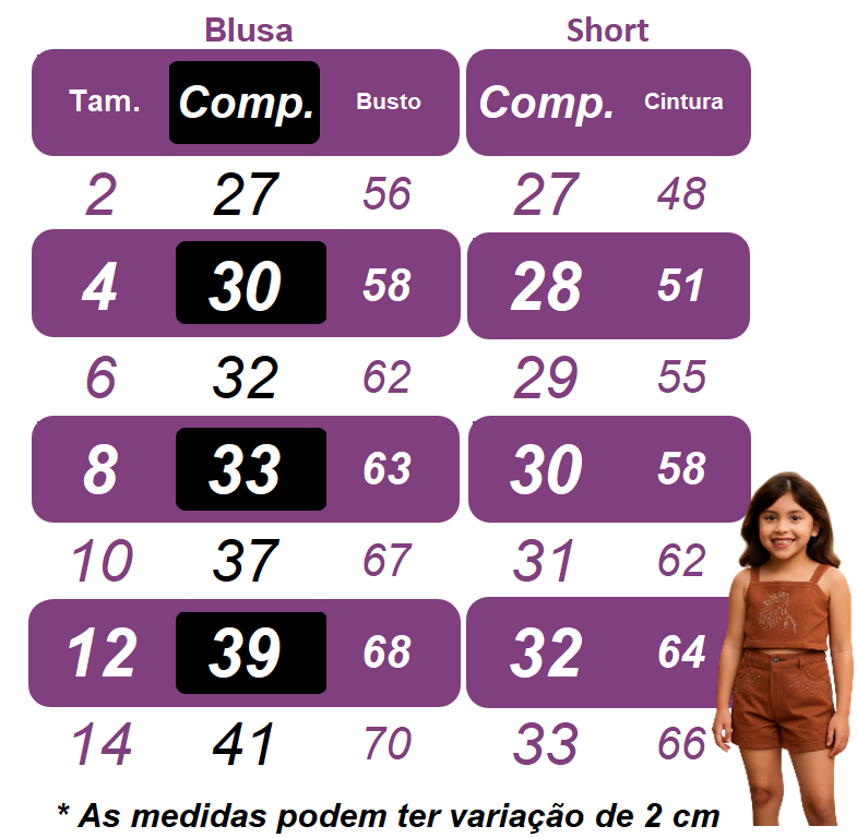 Conjunto Infantil Blusa e Short Branco em Sarja Casual