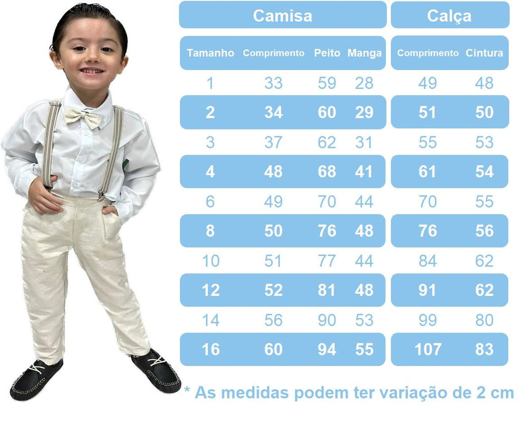 Conjunto Social Infantil Azul Claro com Camisa, Calça, Suspensório e Gravata