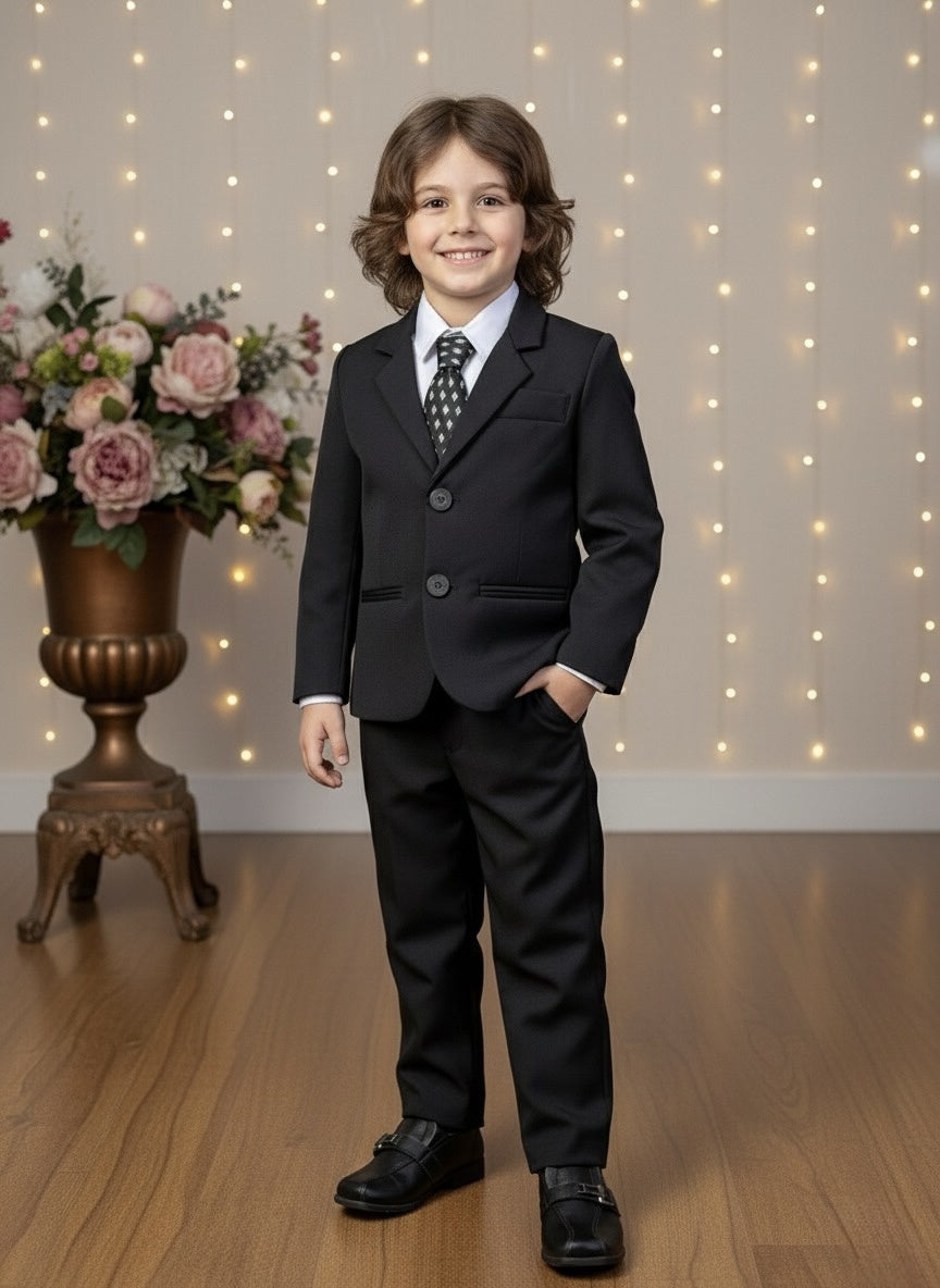 Conjunto Social Pajem Camisa Branca Terno e Calça Preto