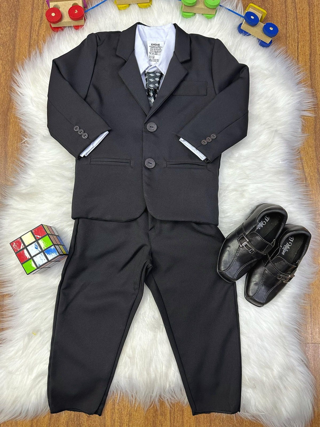 Conjunto Social Pajem Camisa Branca Terno e Calça Preto