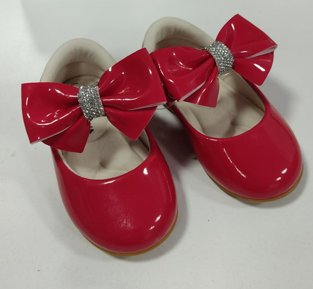 Sapatinho Vermelho de Verniz com Lacinho e Strass para Batizado