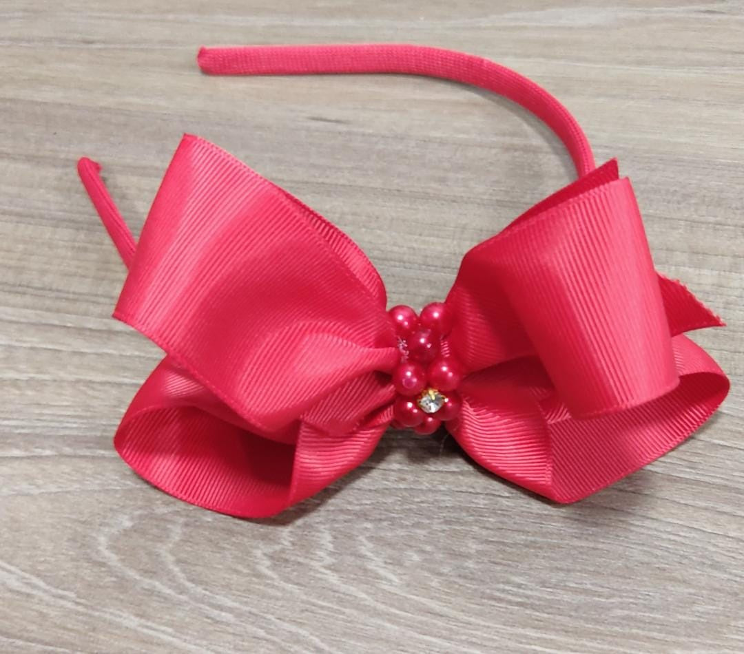 Tiara Infantil Vermelha Com Pérolas e Strass Luxo