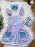 Vestido Infantil Listrado Colorido para Primavera e Verão