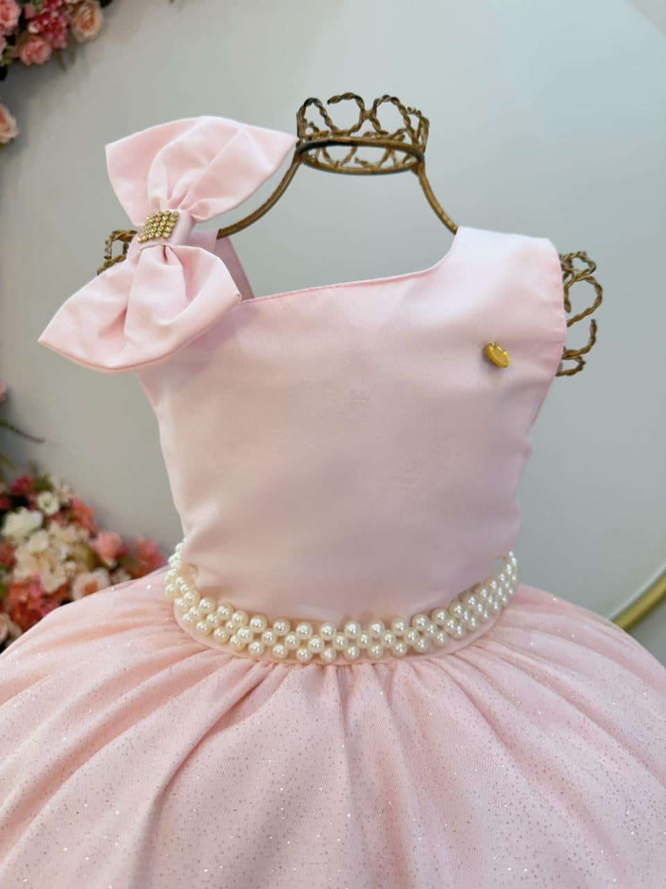 Vestido Longo Pêssego Infantil para Daminhas de Formatura