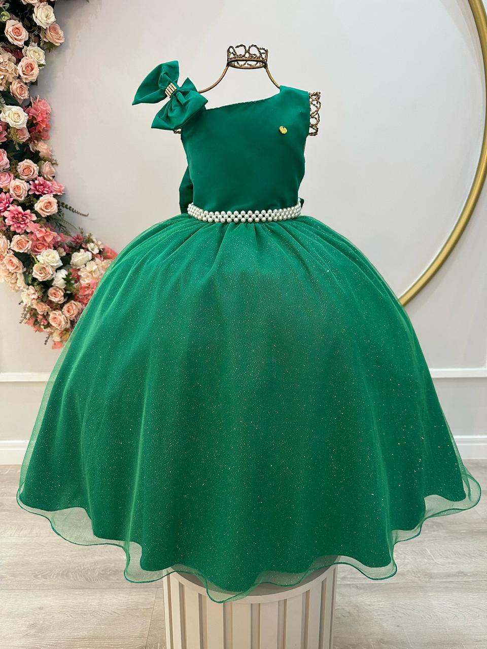 Vestido Longo Verde Bandeira para Daminhas de Formatura