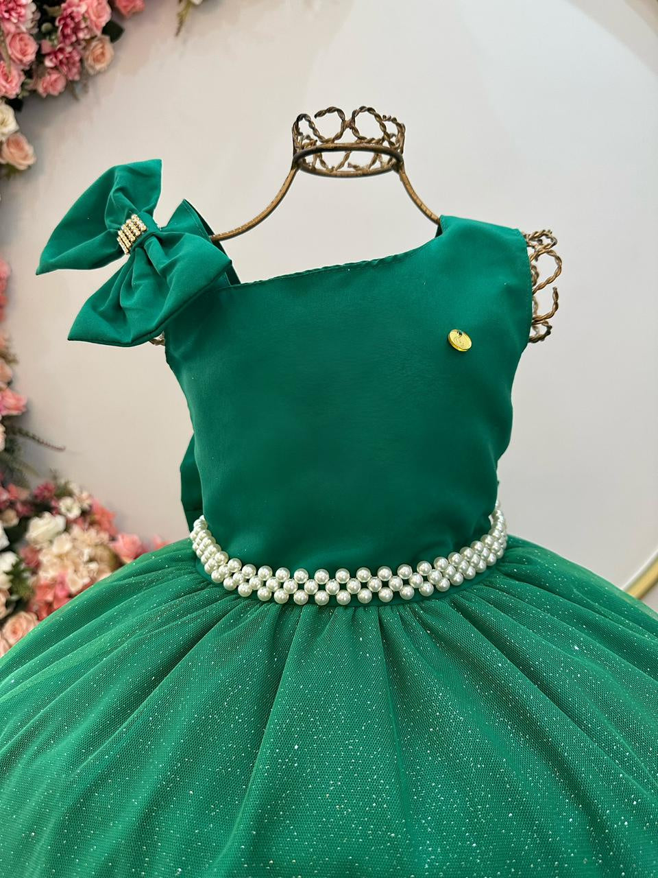 Vestido Longo Verde Bandeira para Daminhas de Formatura