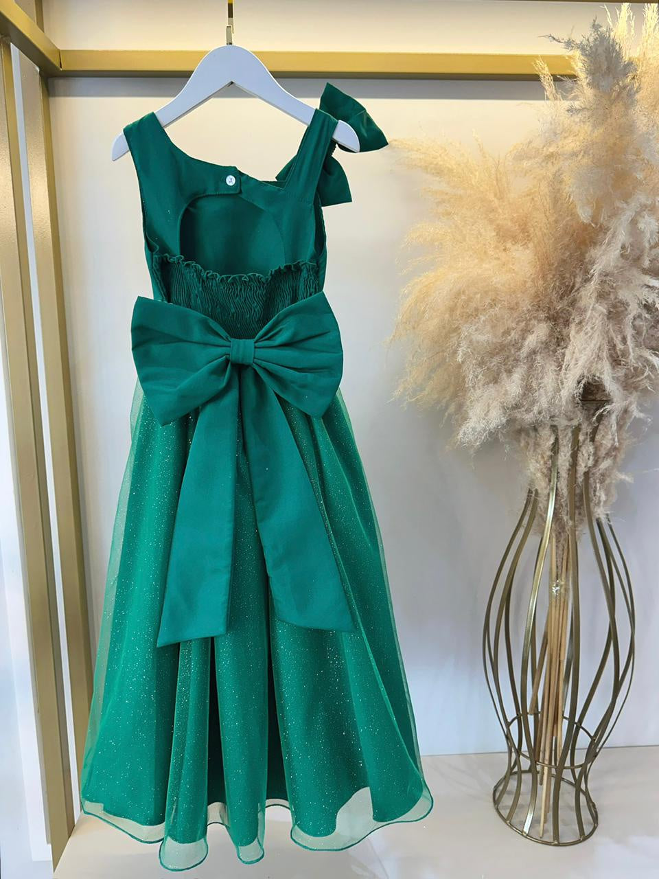Vestido Longo Verde Bandeira para Daminhas de Formatura