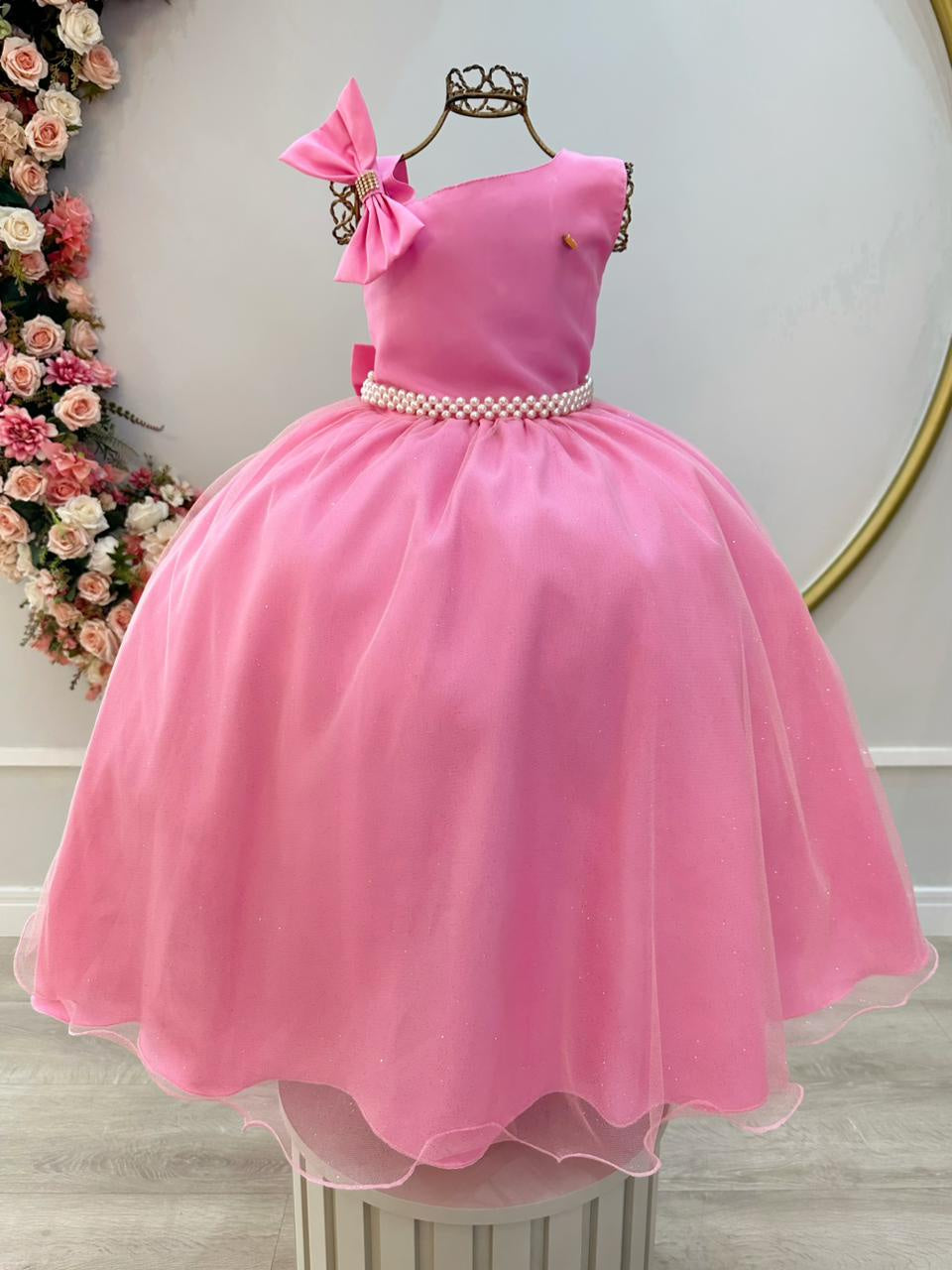 Vestido Longo Rosa Chiclete para Daminhas de Formatura