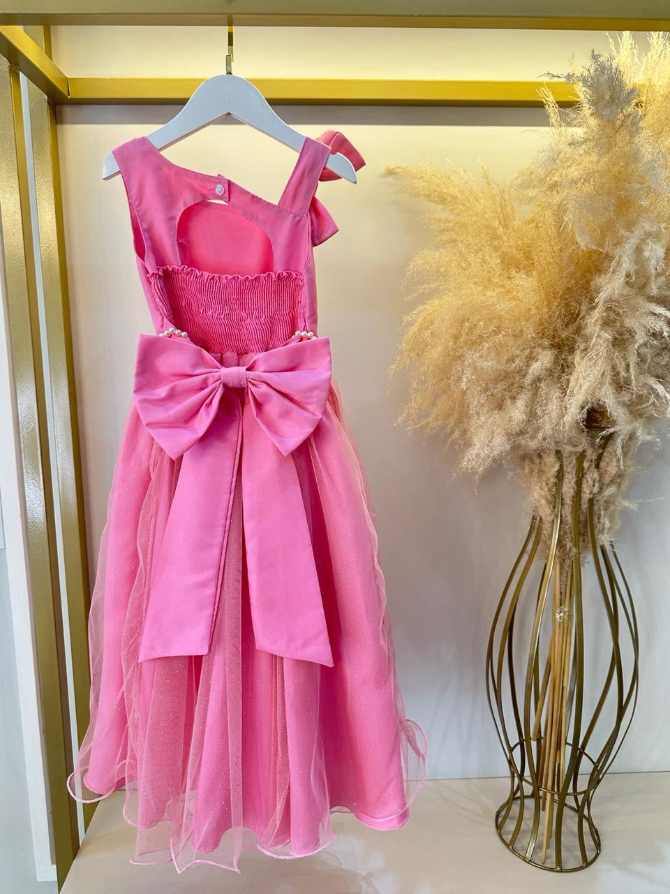 Vestido Longo Rosa Chiclete para Daminhas de Formatura