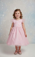 Vestido Infantil Rosa Bebê Com Apliques de Borboletas e Glitter para Festas