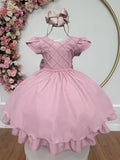 Vestido Infantil Rose Com Busto Nervura Para Festas e Daminhas