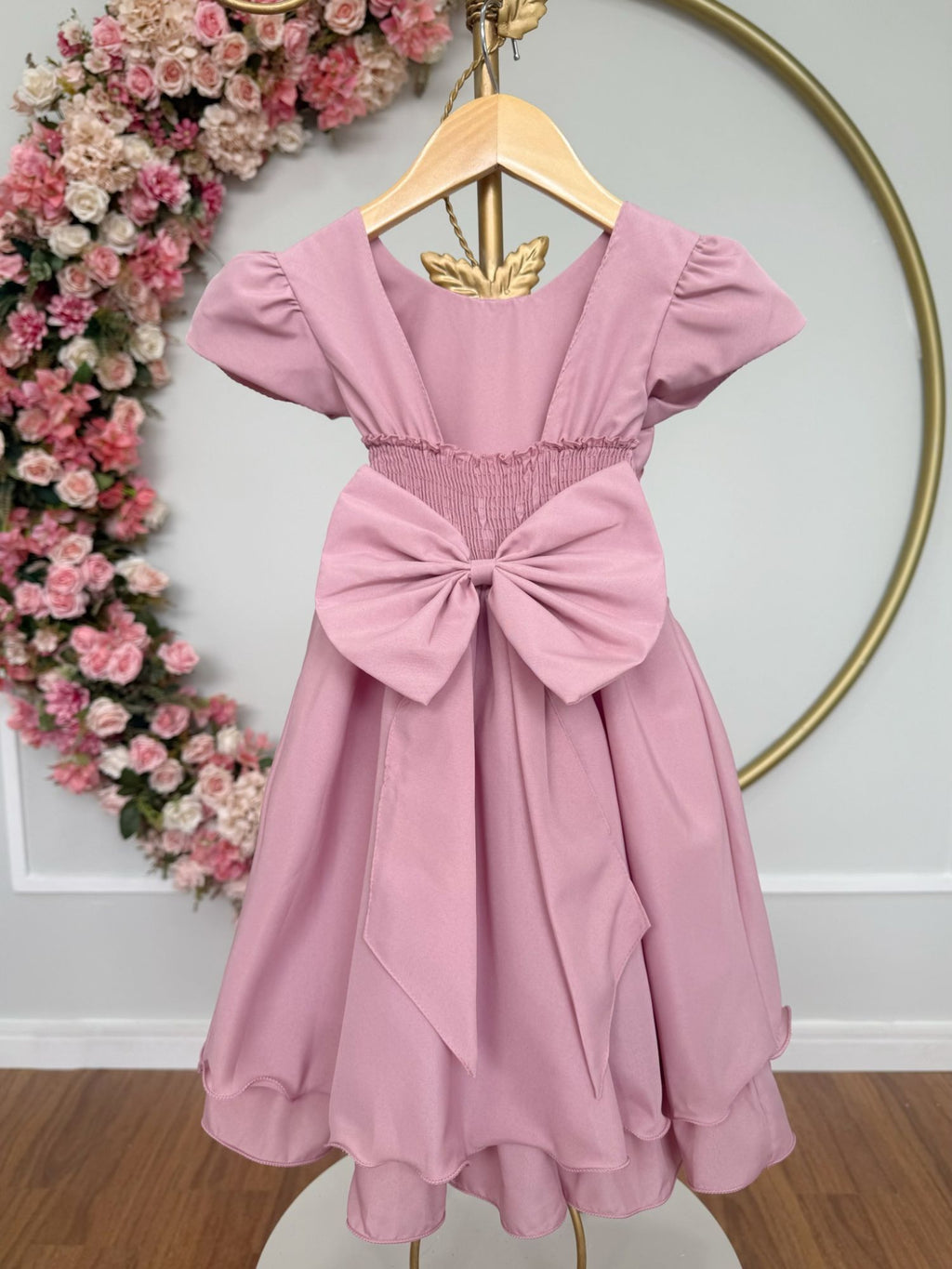 Vestido Infantil Rose Com Busto Nervura Para Festas e Daminhas