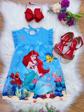 Vestido Infantil Trapézio com Manga Flu-Flu para Meninas