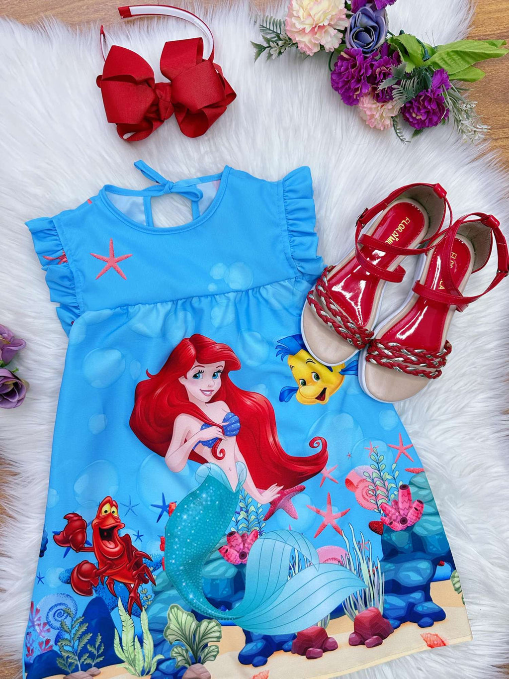 Vestido Infantil Trapézio com Manga Flu-Flu para Meninas