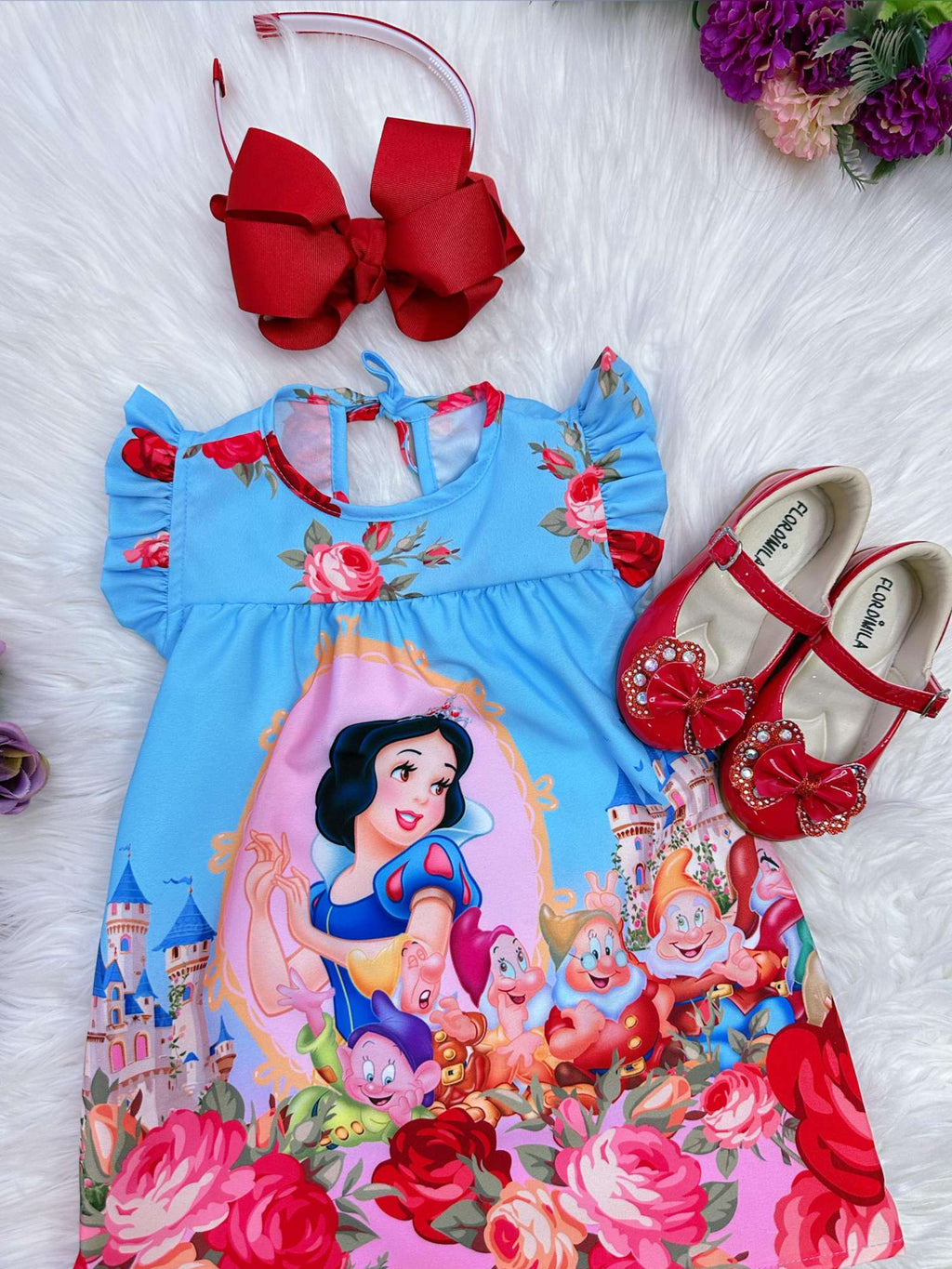 Vestido Infantil Trapézio com Manga Flu-Flu para Meninas