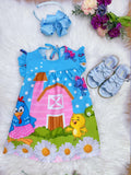 Vestido Infantil Trapézio Manga Flu-Flu em Tecido Lavável