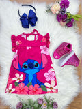 Vestido Infantil Trapézio Pink Manga Flu-Flu para Meninas