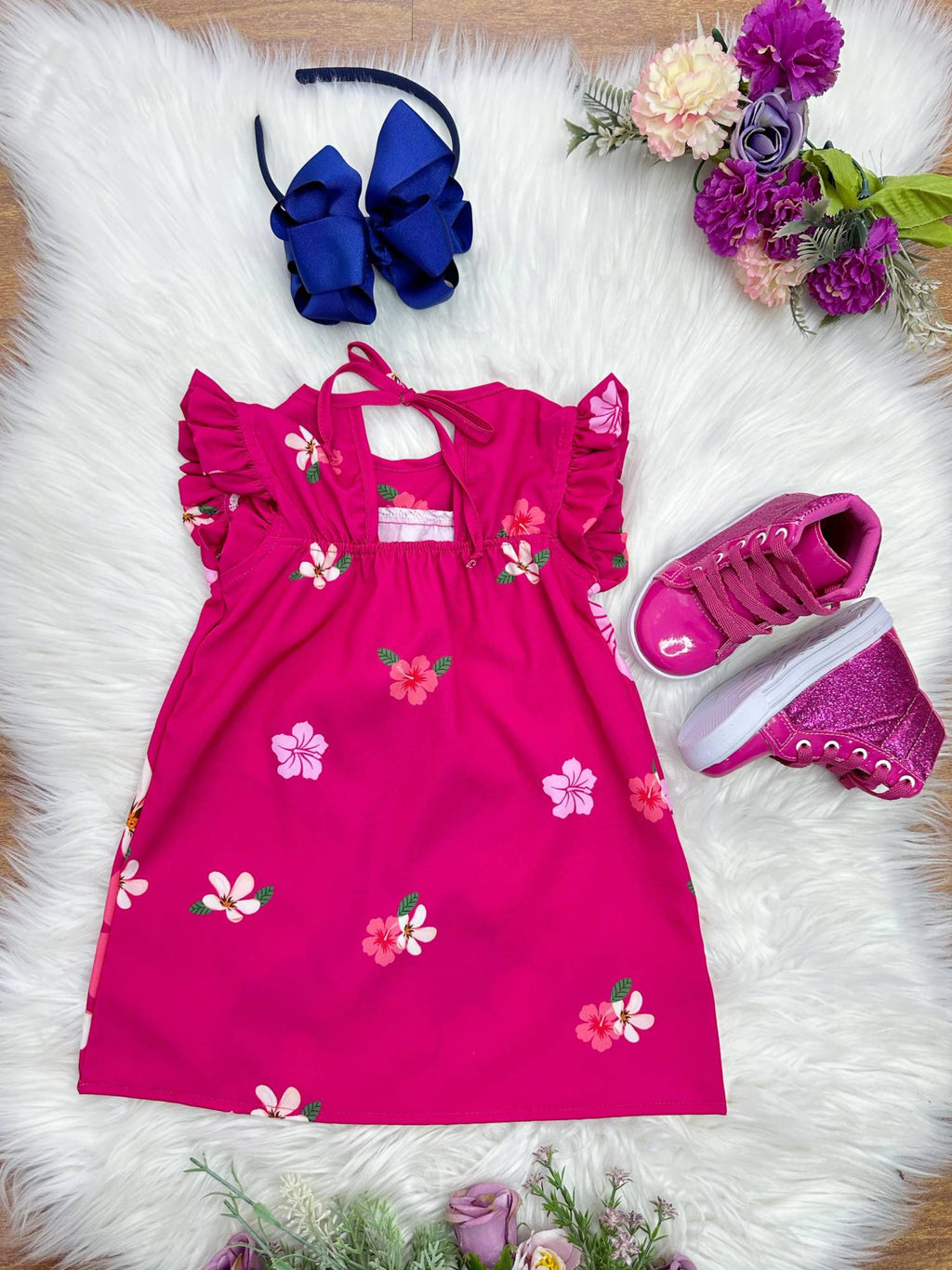 Vestido Infantil Trapézio Pink Manga Flu-Flu para Meninas