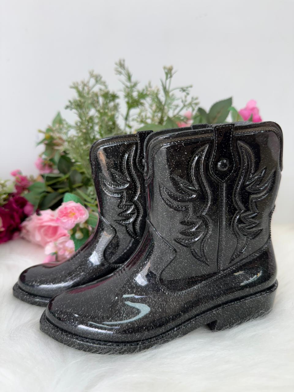 Bota Infantil Estilo Country Brilho e Atitude Preta