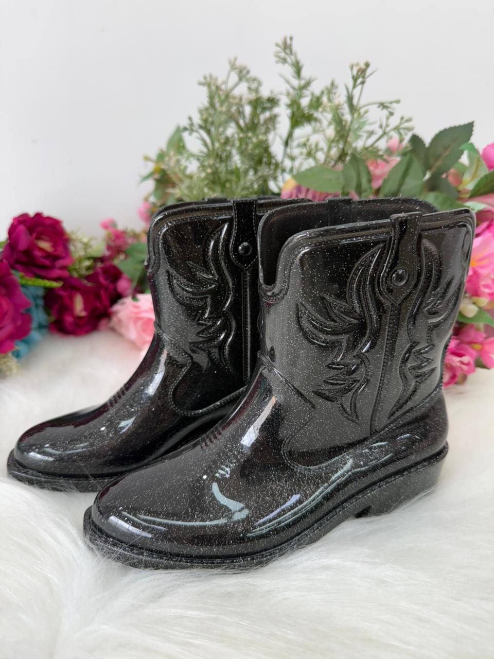 Bota Infantil Estilo Country Brilho e Atitude Preta