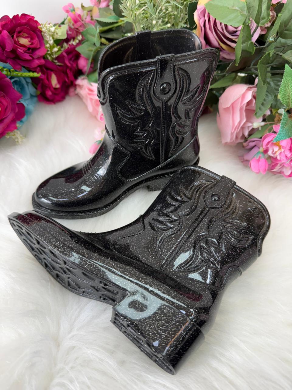 Bota Infantil Estilo Country Brilho e Atitude Preta
