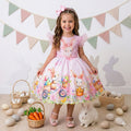 Vestido Rosa Bebê Coelhinha em Tecido Misto com Laço