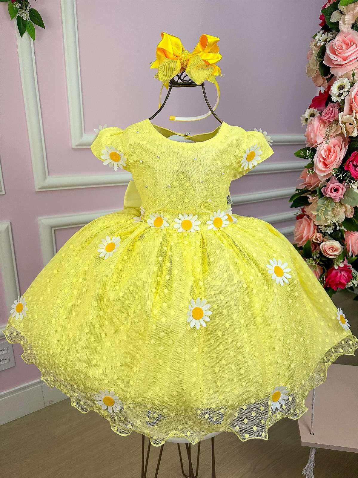 Vestido Jardim Encantado com Forro de Algodão e Poliester