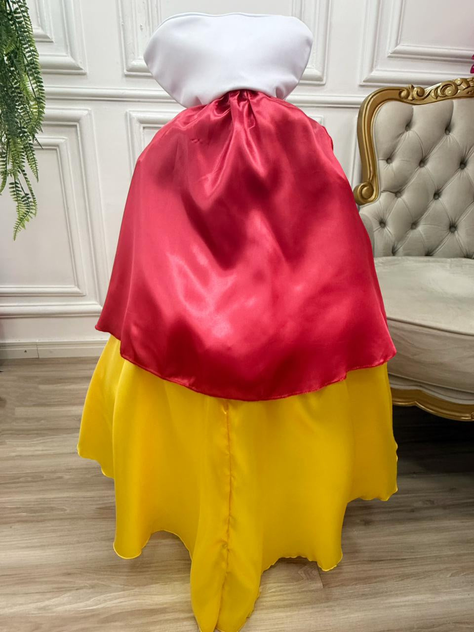 Fantasia Infantil Branca de Neve com Tiara e Capa Amarela