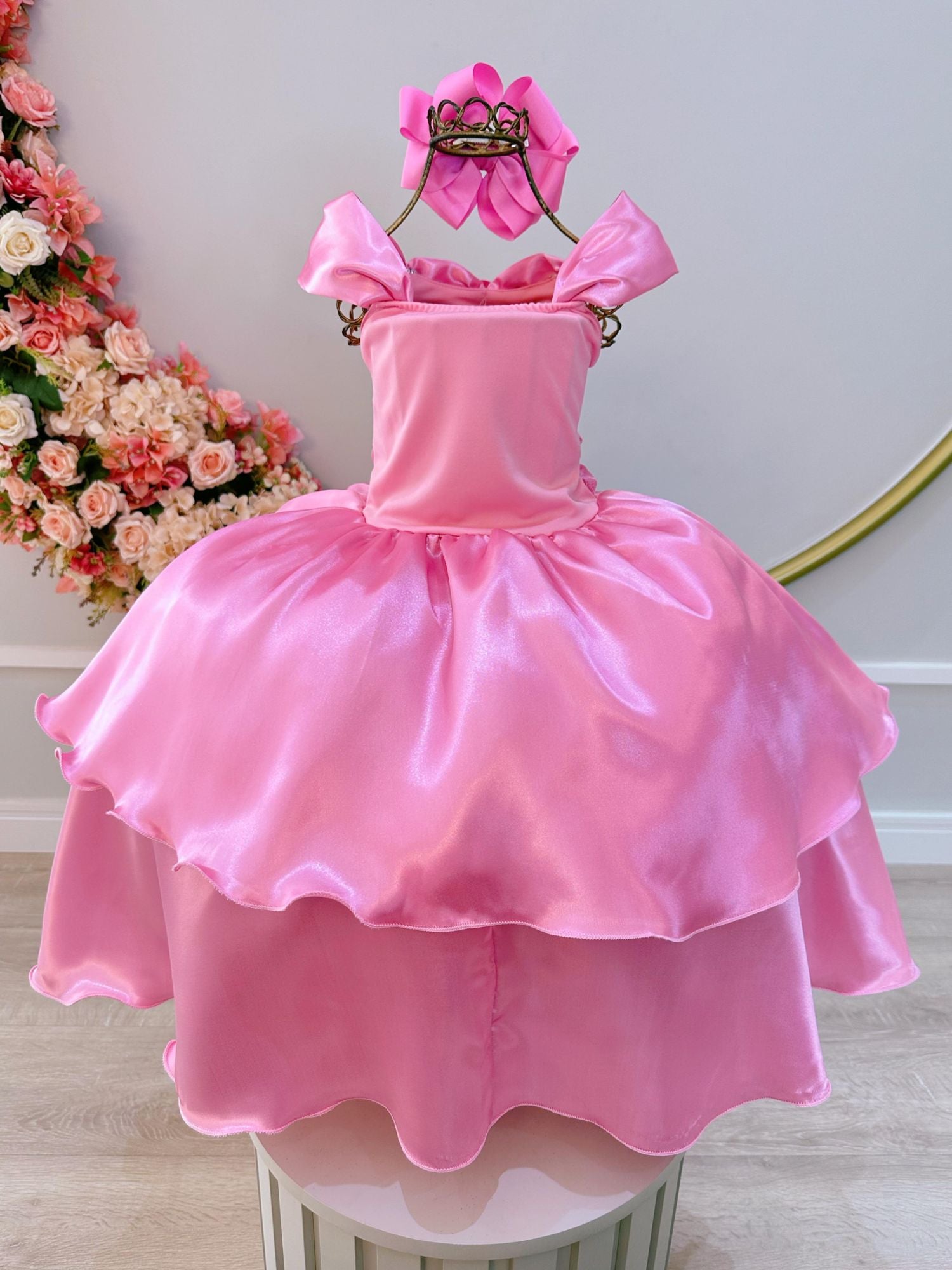 Fantasia Infantil Rosa com Estampa de Princesas Bela Adormecida e Aurora