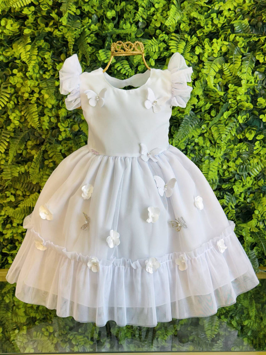 Vestido Branco Luxo para Bebê Jardim Encantado
