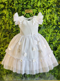Vestido Branco Luxo para Bebê Jardim Encantado